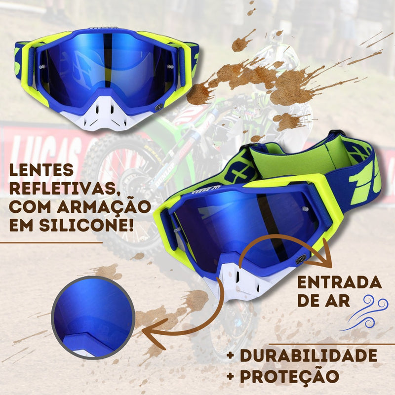 Oculos Motocross 100 Trilha Enduro Ciclismo Lente Espelhada