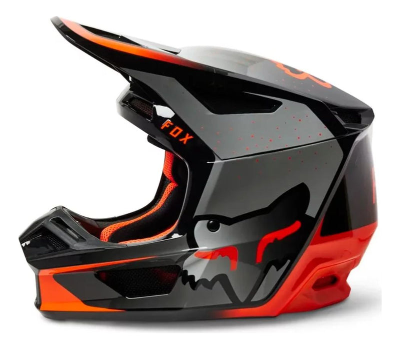 Capacete Fox Racing V2 Vizen Laranja / Verd Trilha Motocros