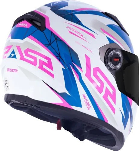 Capacete Ls2 Classic Draze Blue/pink Integral Motociclista