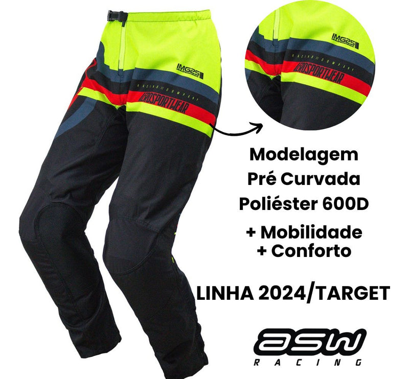 Conjunto Roupa Kit Motocross Asw Image Target 2024 Fluor