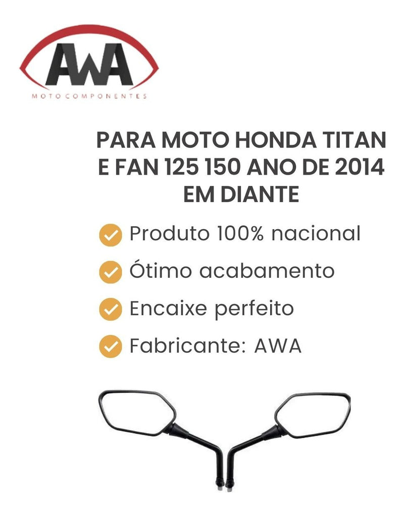 Par Retrovisor Para Moto Honda Titan Fan 125 150 160 2014