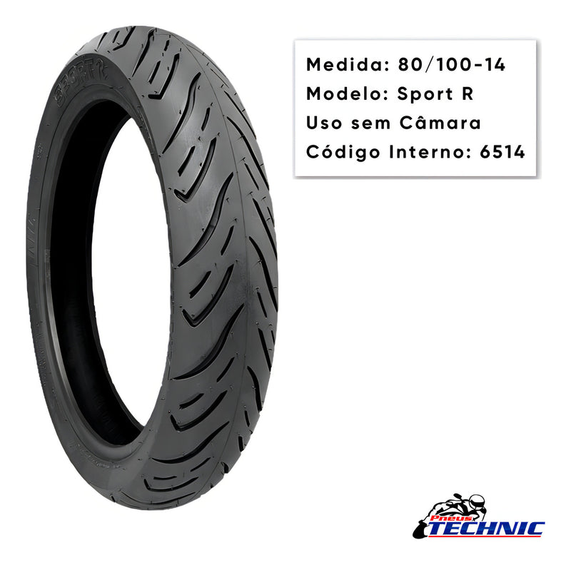 Pneu Scooter Aro 14 80/100-14 Technic Sport R Sem Camara