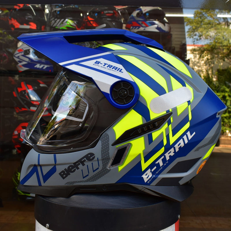 Capacete Masculino Bieffe B-trail Defender Azul Amarelo Moto