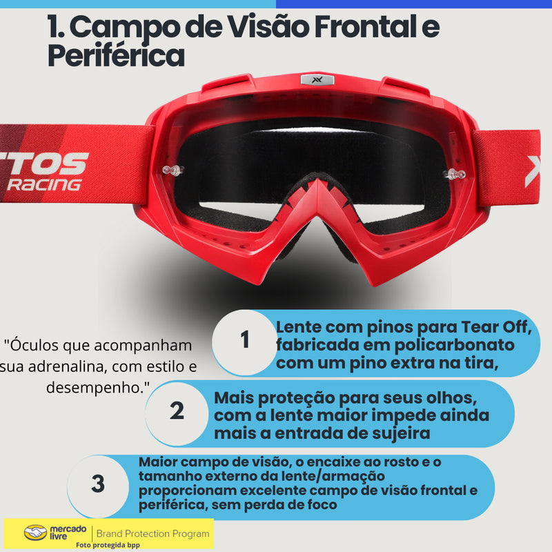 Oculos Motocross Trilha Motociclismo Transparente Moto