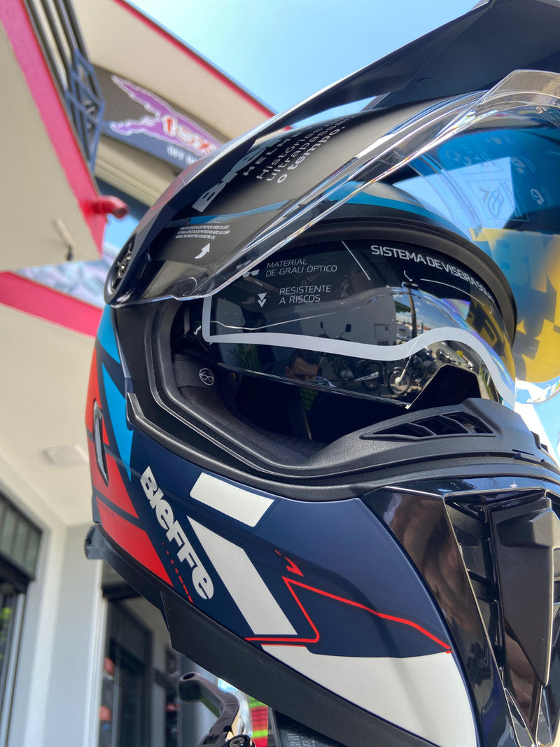 Capacete B-trail Conquest Azul Ciano Fosco Bieffe Com Pala