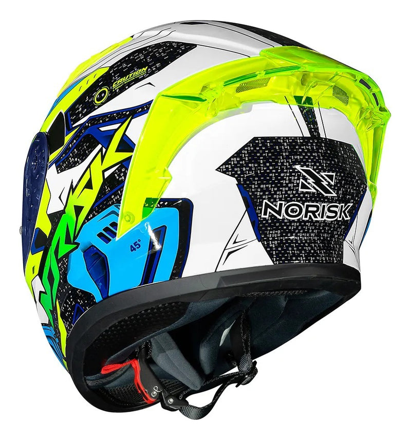 Capacete Norisk Flow Robot Branco Amarelo C/viseira Extra