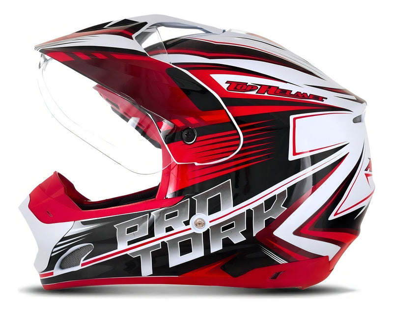 Capacete para moto  off road Pro Tork Th1  Adventure  branco e vermelho aventura tamanho 56