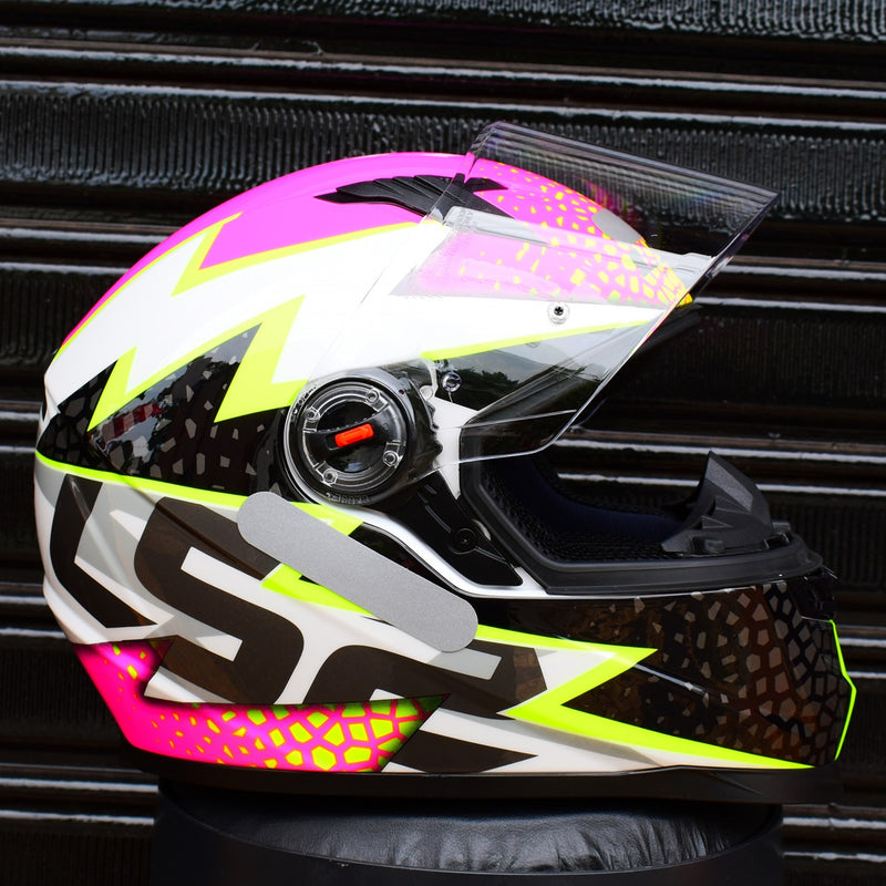 Capacete Feminino Ls2 Ff358 Speedy Branco Rosa Fechado Moto