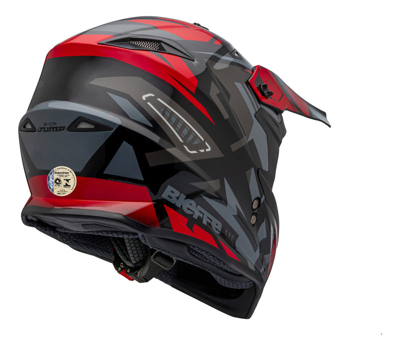 Capacete Motocross Bieffe B-cr Jump Preto Vermelho Brilho