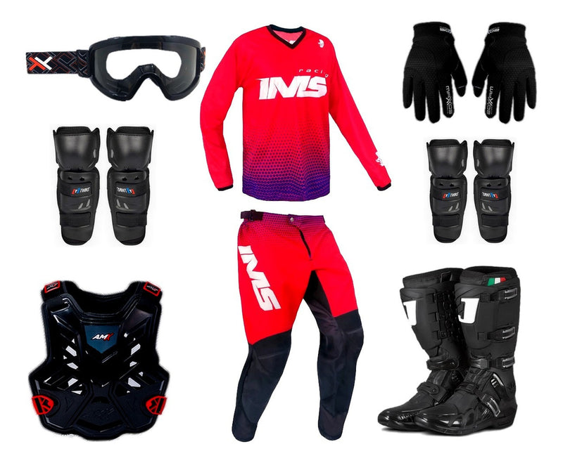 Kit Equipamento Motocross Protork Jett Amx Ims Envio Grátis