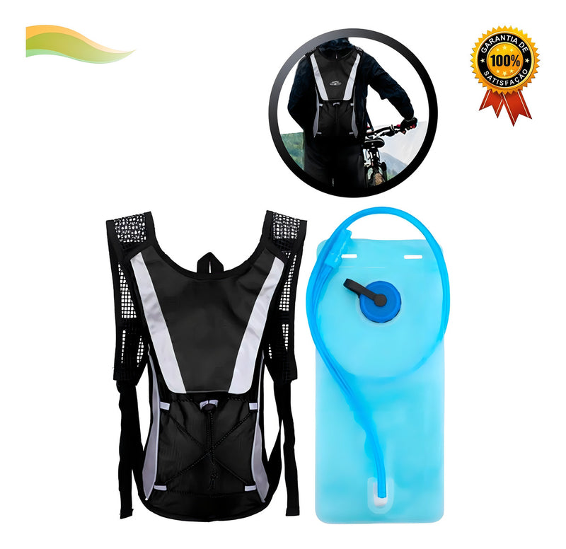 Mochila Hidratação Impermeável Bolsa D`água Bike 2 Litros Cor Preto