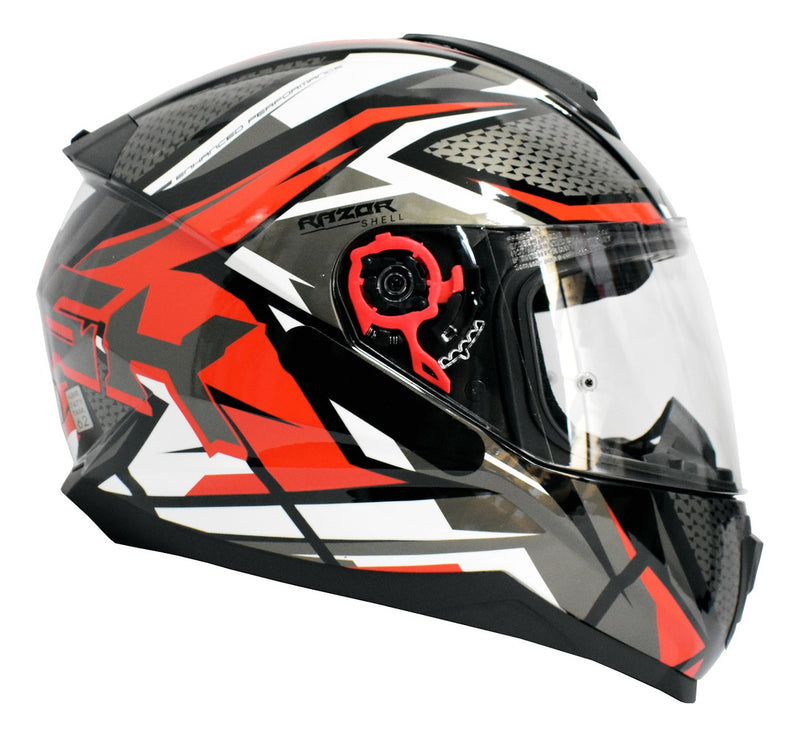 Capacete Masculino Norisk Razor Sharp Vermelho Moto Fechado