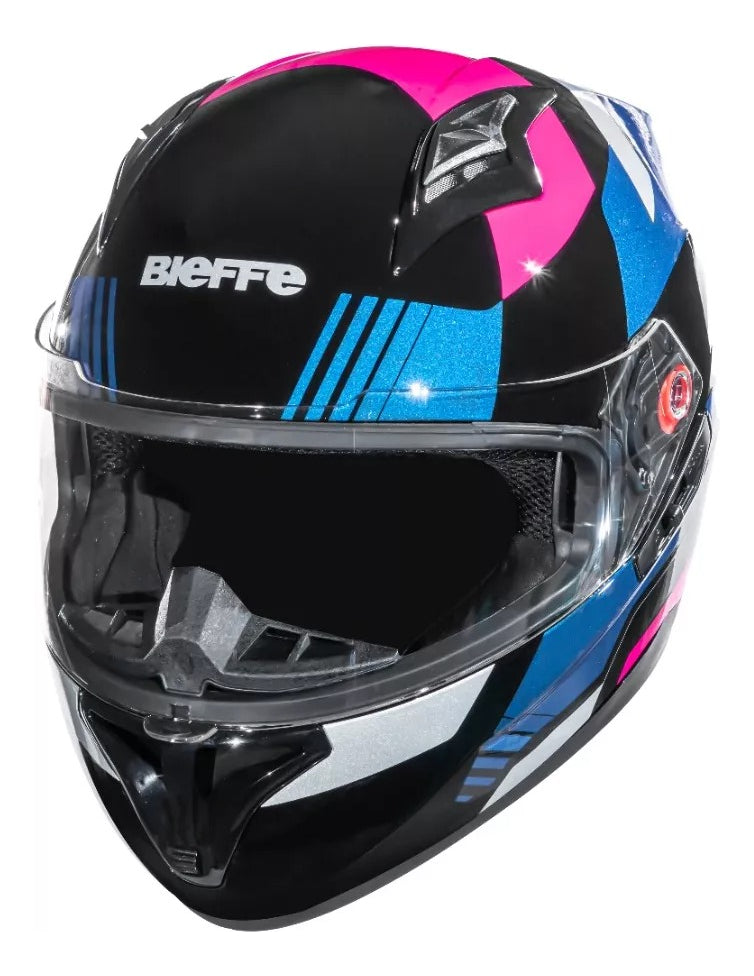 Capacete Moto Bieffe Touring B-40 Spect C/ Óculos Fumê Pink