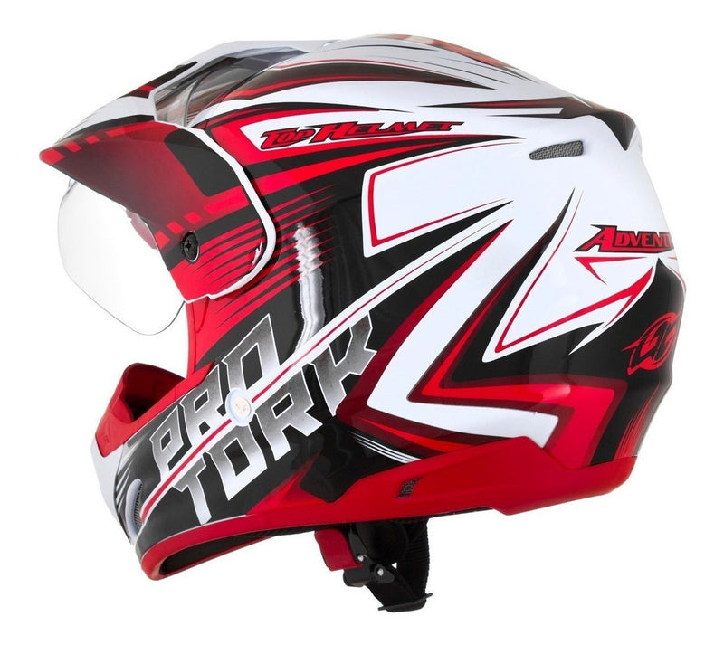 Capacete para moto  off road Pro Tork Th1  Adventure  branco e vermelho aventura tamanho 56