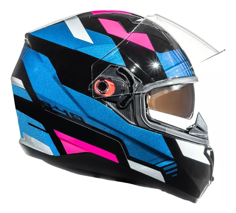 Capacete Moto Bieffe Touring B-40 Spect C/ Óculos Fumê Pink