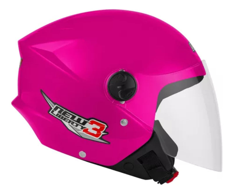 Capacete Moto Aberto New Liberty 3 Three Rosa Brilhante