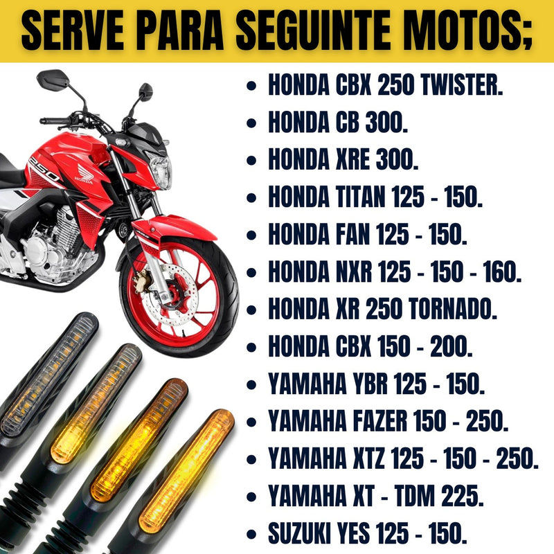 Kit 04 Piscas Slim Moto Seta Led Sequencial Universal Palito