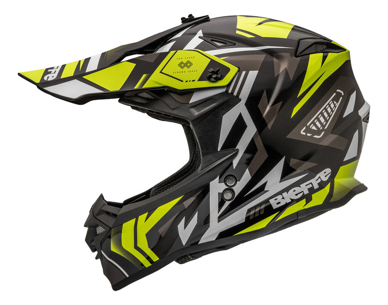 Capacete Motocross Bieffe B-cr Jump Preto Amarelo Limão