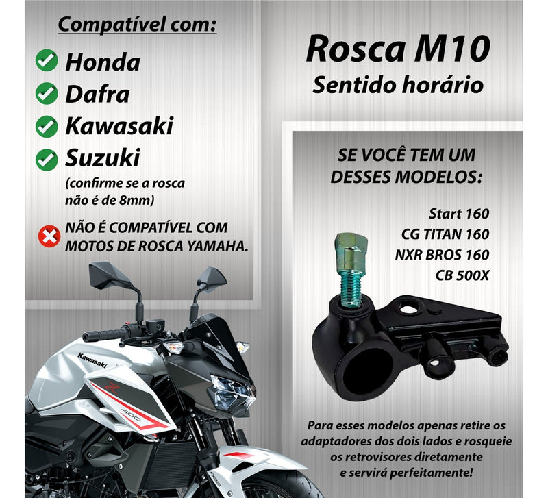 Retrovisor Bmw F800 Rebaixado 90° Honda Lente Convexo Azul