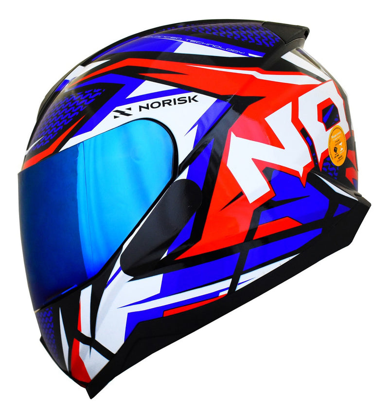 Capacete Masculino Norisk Razor Sharp Azul Moto Viseira Azul