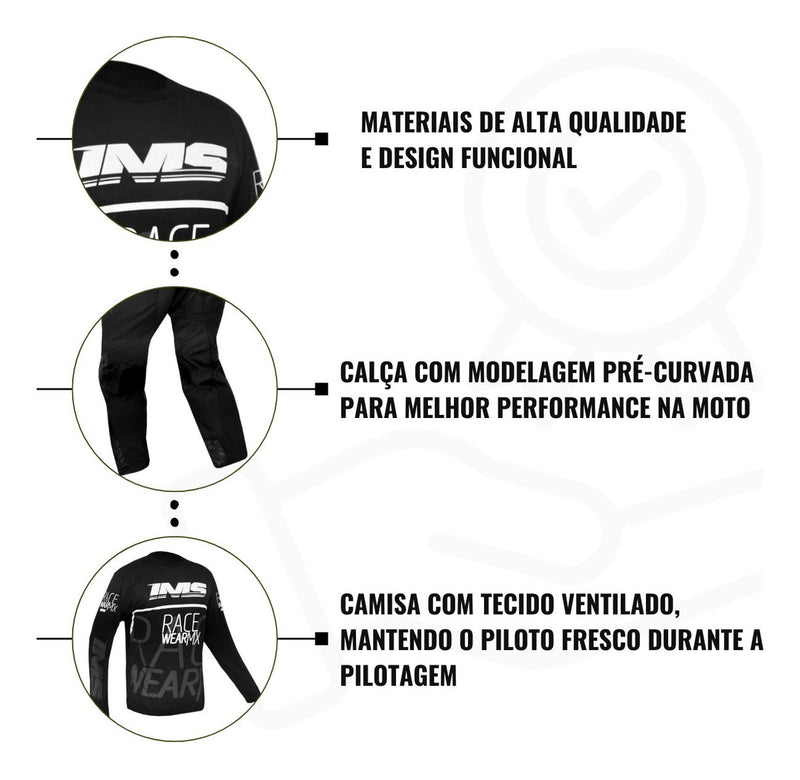 Conjunto Roupa Ims Mx 2025 Infantil Calça Camisa Motocross