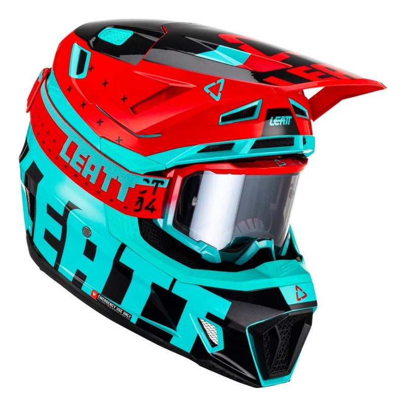 Capacete Cross Leatt Moto 7.5 C Óculos Acqua Blck Red Lj