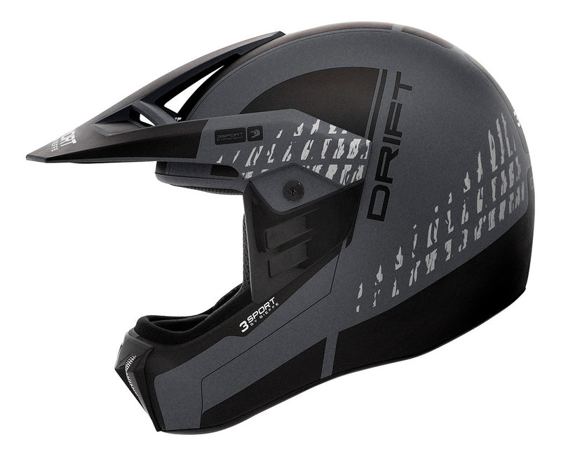 Capacete Bieffe 3 Sport Drift Preto Fosco Grafite Motocross