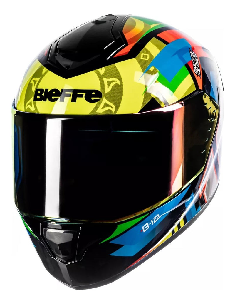 Capacete Bieffe B-12 Aragon Com Viseira Colorida + Aerofolio