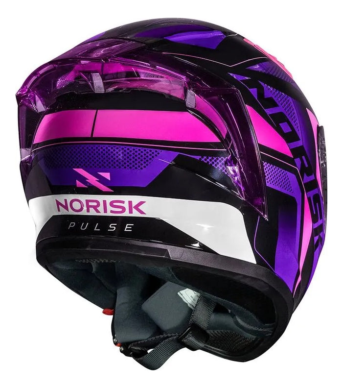 Capacete Norisk Flow Pulse Roxo Rosa Com Spoiler + Viseira