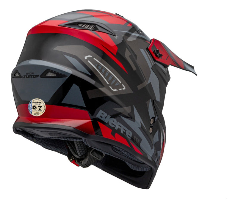 Capacete Bieffe B-cr Jump Preto Vermelho Motocross Trilha