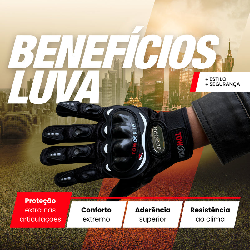 Luva Moto Proteção Antiderrapante Esportiva Calor Frio Bike