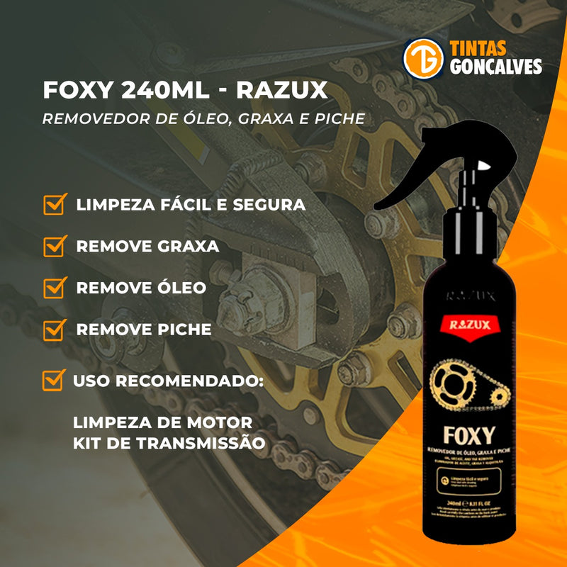 Limpa Corrente Foxy Removedor Óleo Graxa Piche Razux 240ml