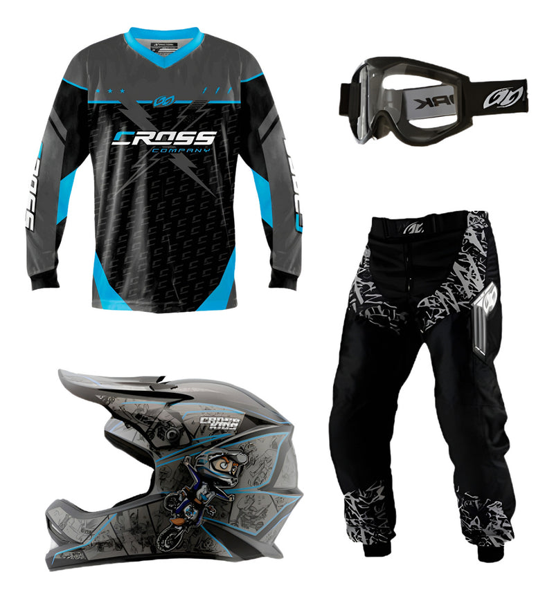 Conjunto Motocross Velocross Kids Infantil Capacete + Óculos