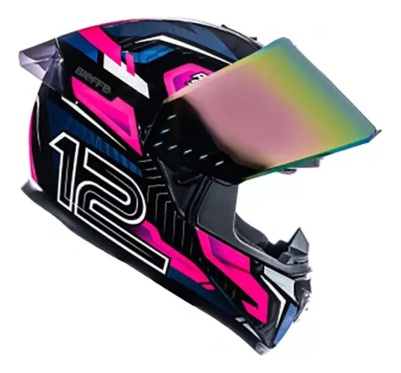 Capacete Bieffe B12  Misano Rosa+ Viseira Colorida