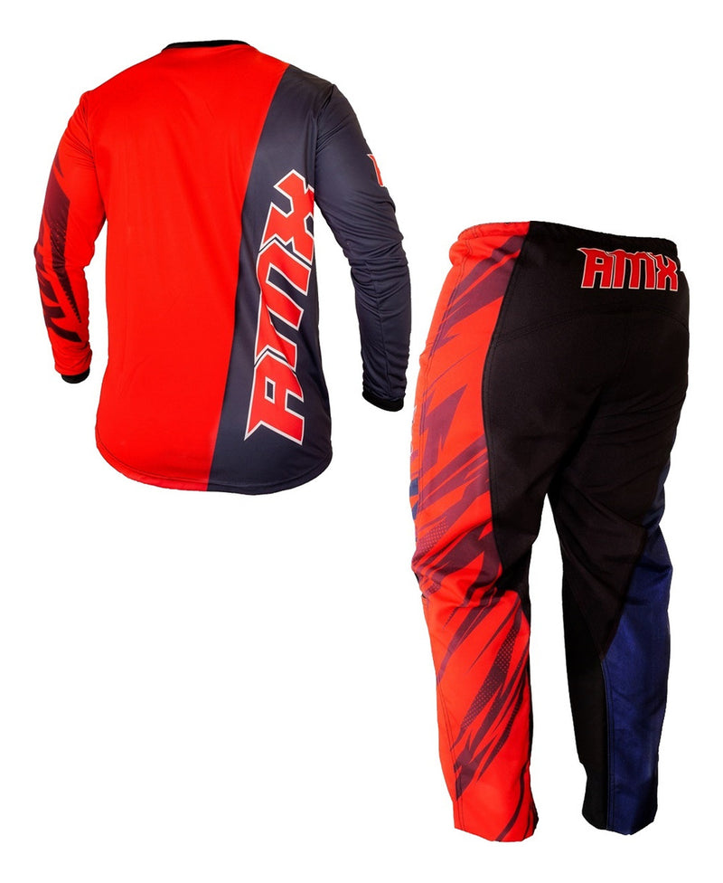 Conjunto Roupa Amx Classic Fast Vermelho Azul Motocross