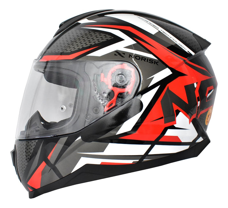 Capacete Masculino Norisk Razor Sharp Vermelho Moto Fechado