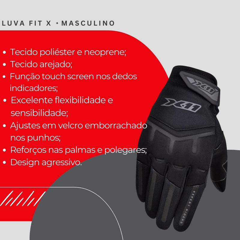 Luva Moto X11 Motoqueiro Motociclista Motocross X11 Fit X