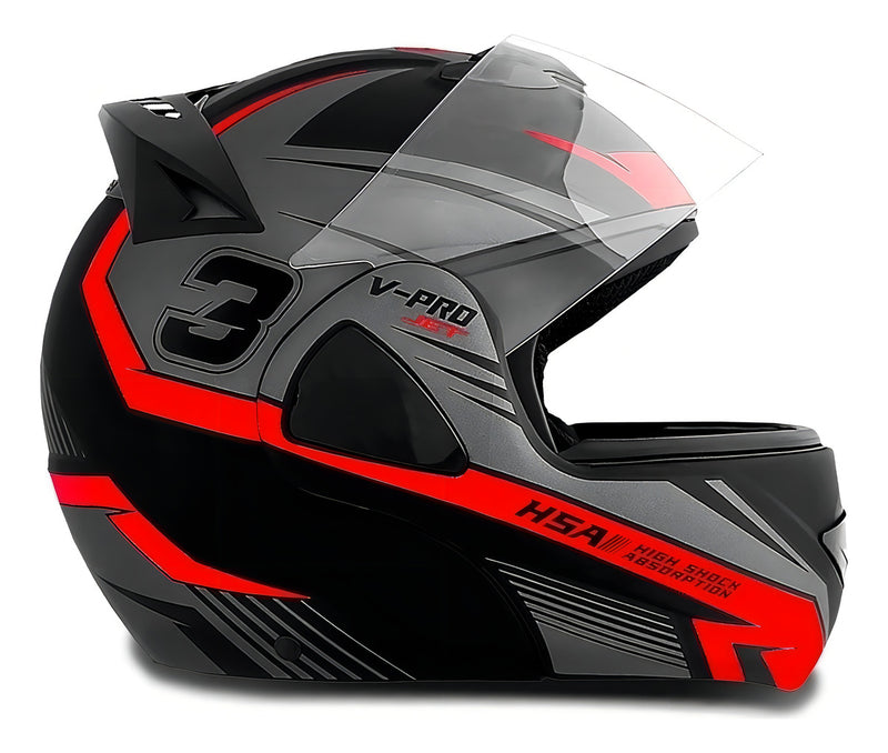 Capacete para moto  escamoteável Pro Tork V-Pro  Jet 3  preto e vermelho jet 3 tamanho 58