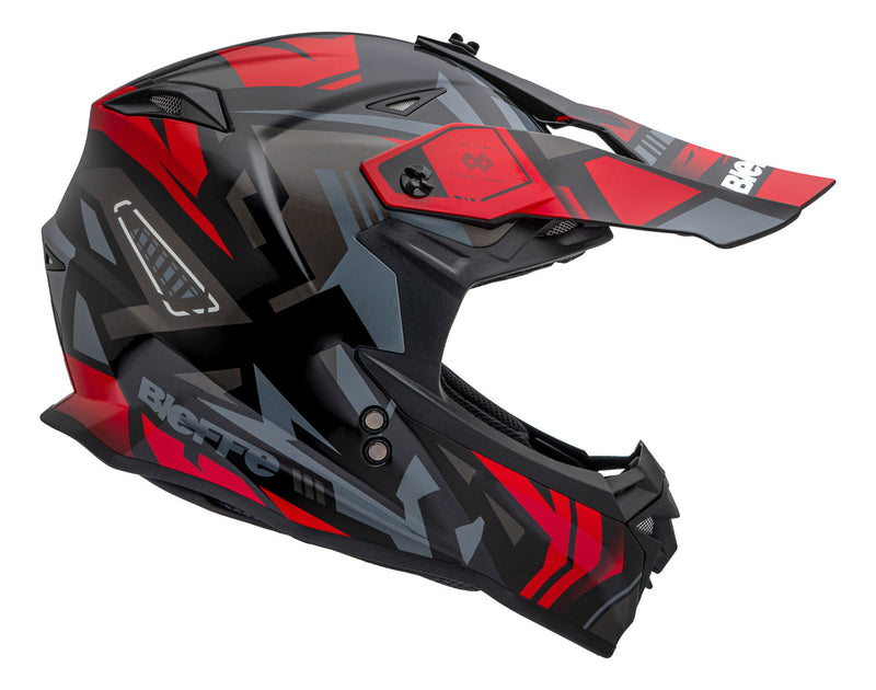 Capacete Motocross Bieffe B-cr Jump Preto Vermelho Brilho