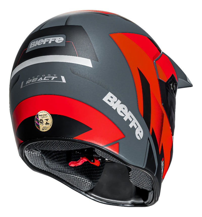 Capacete Bieffe 3 Sport React Vermelho/cinza-fosco Novo