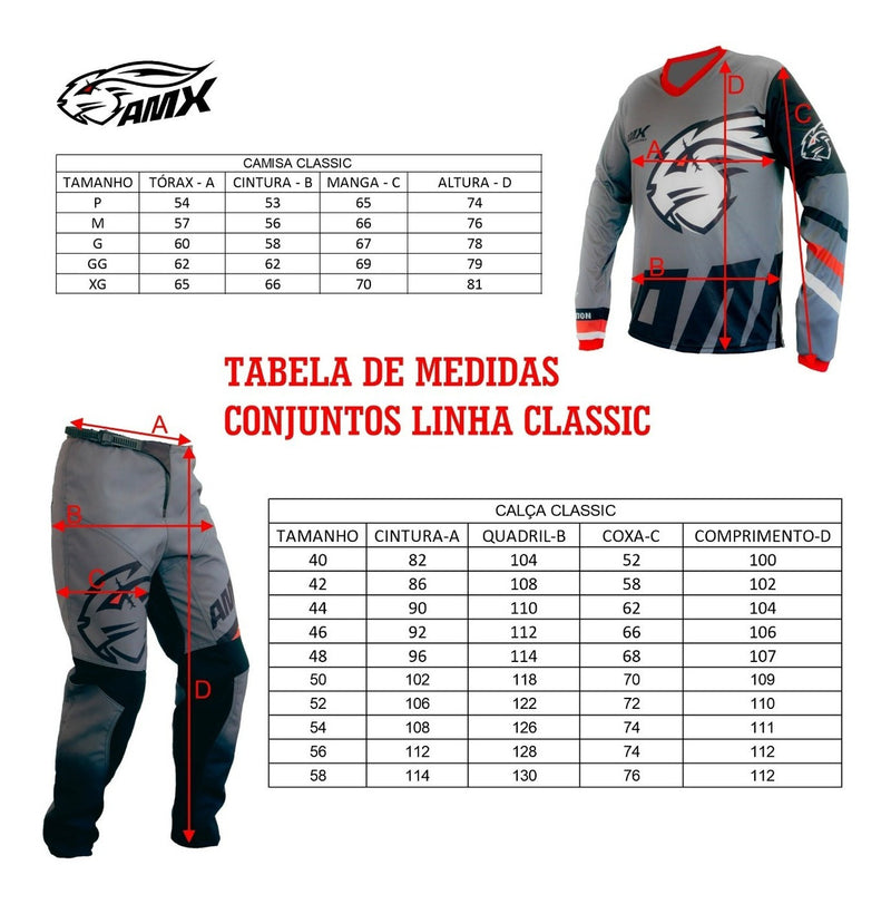 Kit Roupa Equipamento Motocross Bmx Amx Camisa Xxg Calça 46