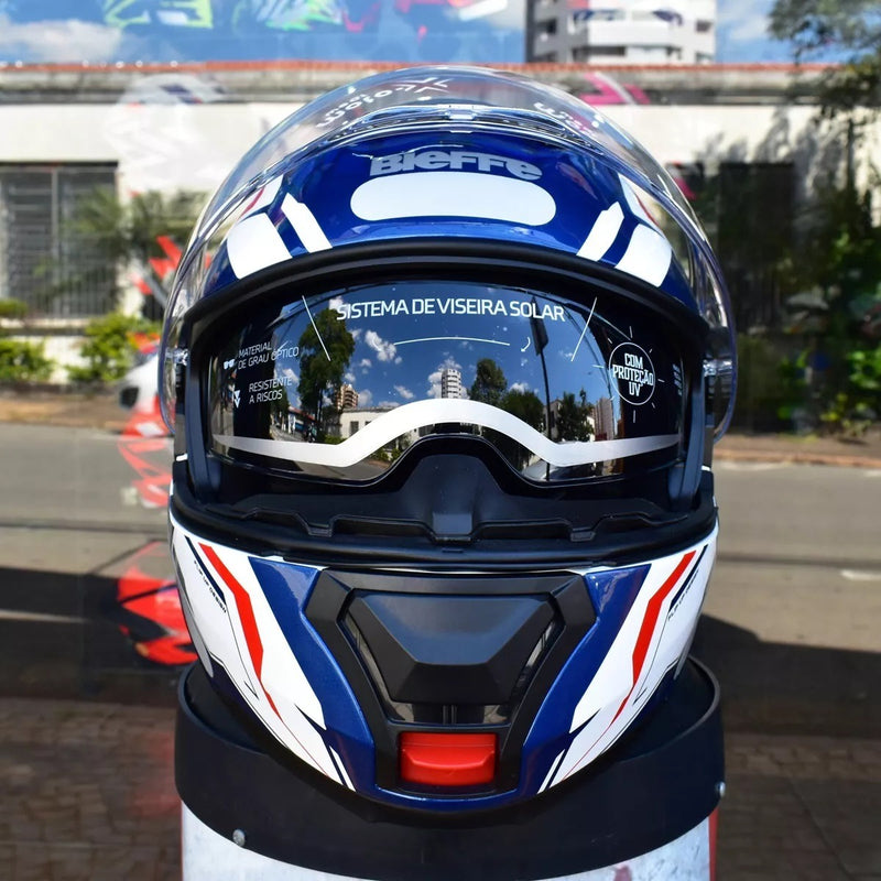 Capacete Escamoteavel Bieffe B-dynamic C/ Óculos Solar Azul