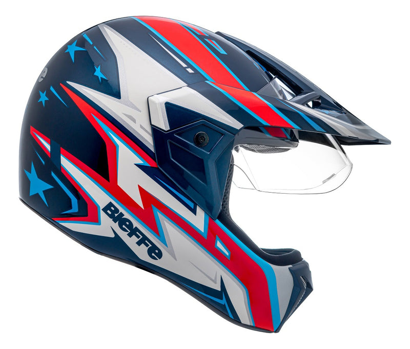 Capacete Bieffe 3 Sport Moto Azv50 Masculino Azul + Viseira