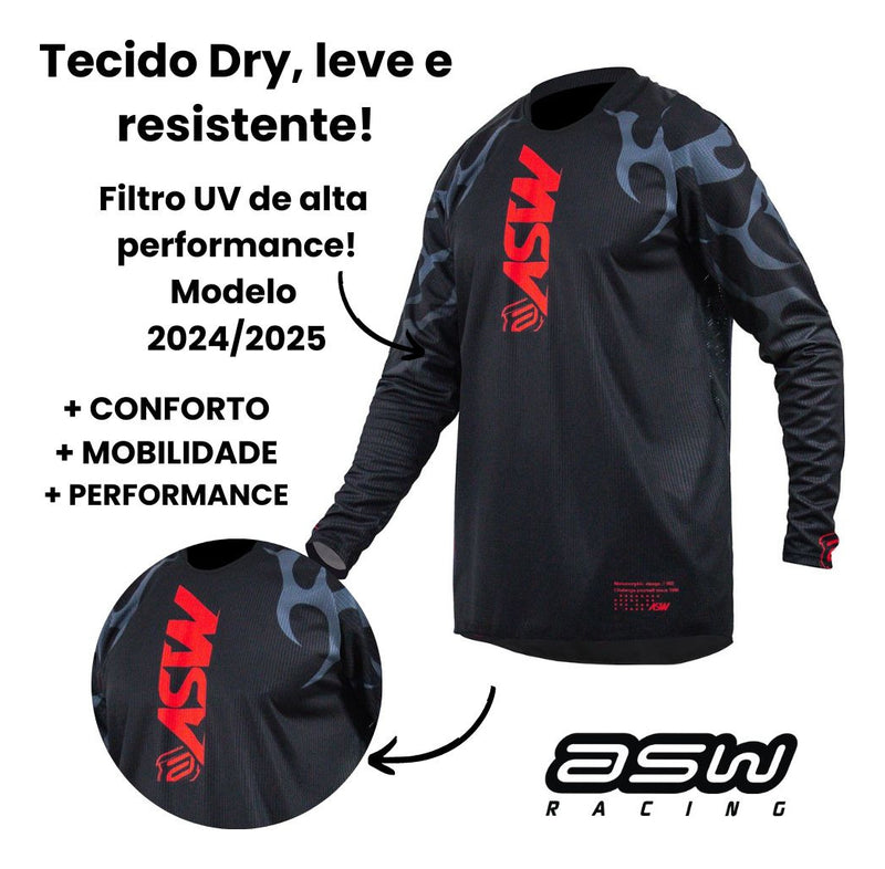 Conjunto Roupa Kit Trilha Motocross Asw Image Meta 24 Preto