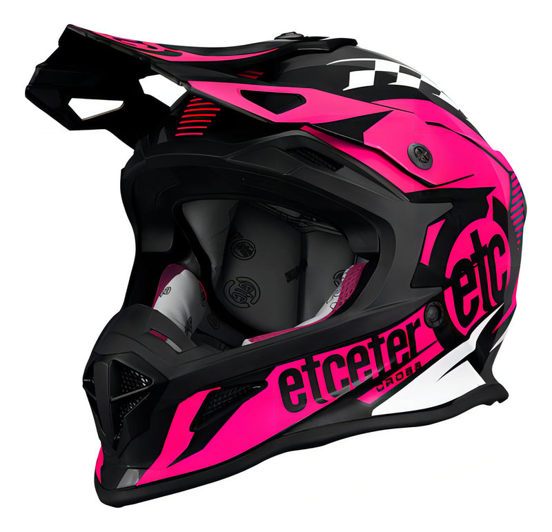 Capacete Motocross Etceter Fast Brilhante Cor Rosa Tamanho do capacete 60