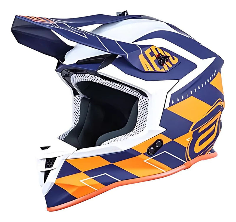 Capacete Asw Motocross R3 Victorious Azul Laranja Branco