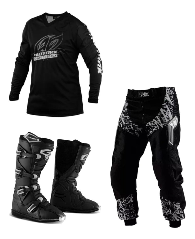 Kit Conjuto Roupa Piloto Motocross Trilha Camisa Calça Bota