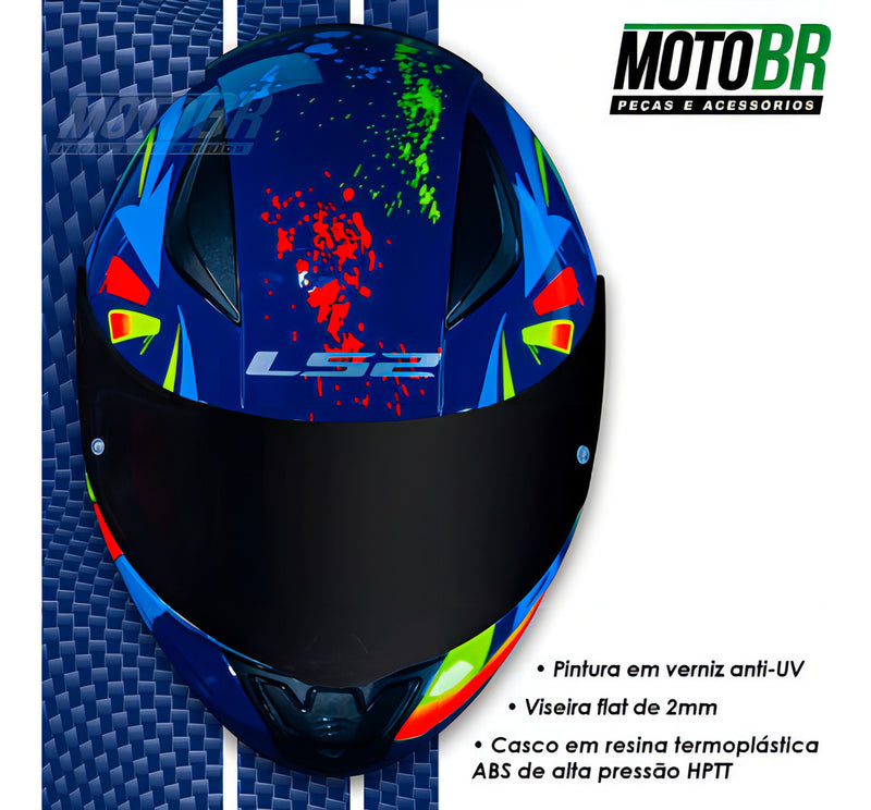 Capacete Ls2 Ff353 Tagline Amarelo/ Azul Brilho