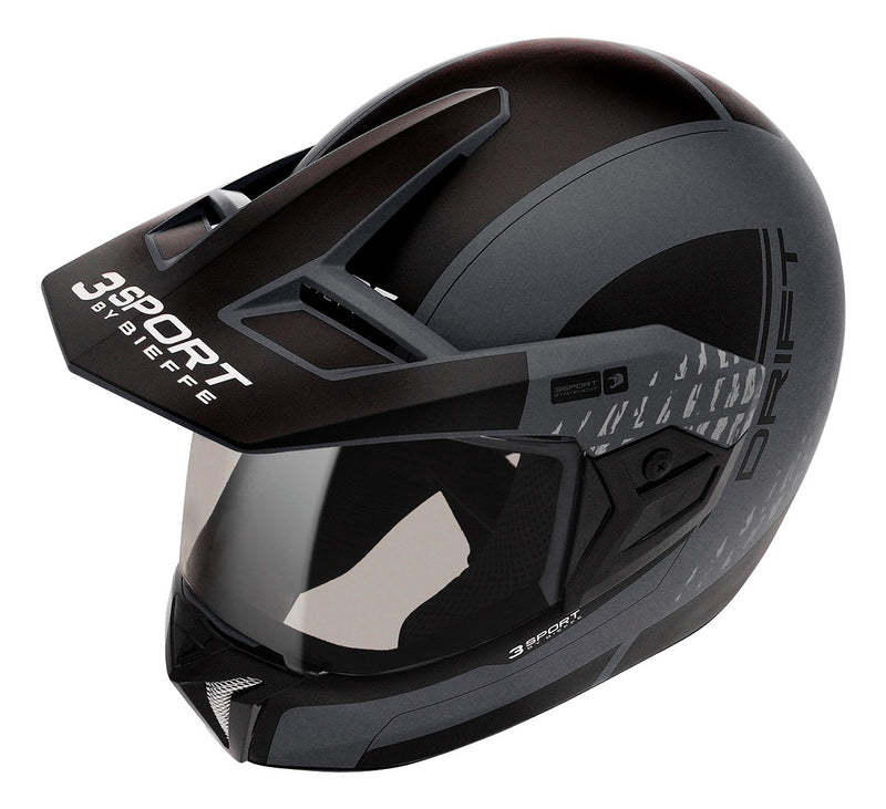 Capacete Bieffe 3 Sport Drift Preto Fosco Grafite Motocross