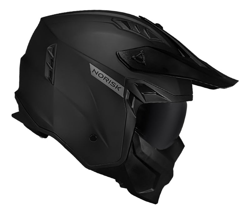 Capacete Moto Norisk Darth 2 Dark Articulado Aberto Fechado